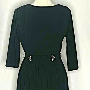 Vtg 60s Henry Lee Midi Dress S Black Rhinestones